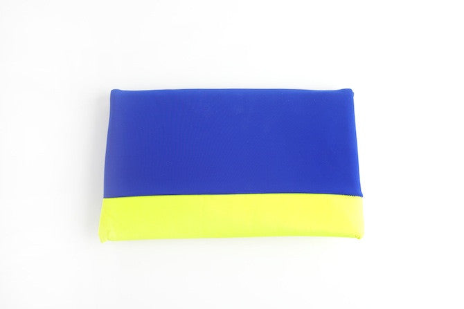 Color Block Large Clutch Blue/Yellow